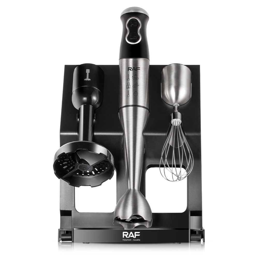 5-in-1 Handheld Immersion Blender Set with 500W Motor, Stainless Steel Blades, 700ml Beaker, Chopper Bowl, Whisk and Masher Attachments for Smoothies, Baby Food, Soups and Baking (Silver)