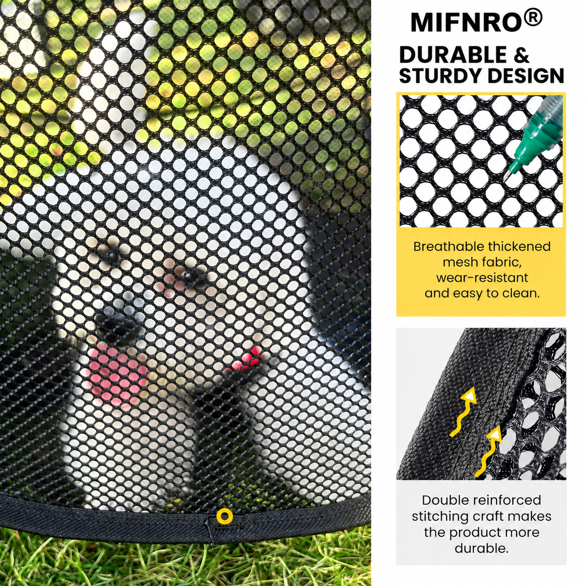 Portable Foldable Pet Playpen Pop Up Mesh Tent for Small Cats Dogs Rabbits Guinea Pigs Indoor Outdoor Travel Use with Zipper Opening and Protective Guard (Black)