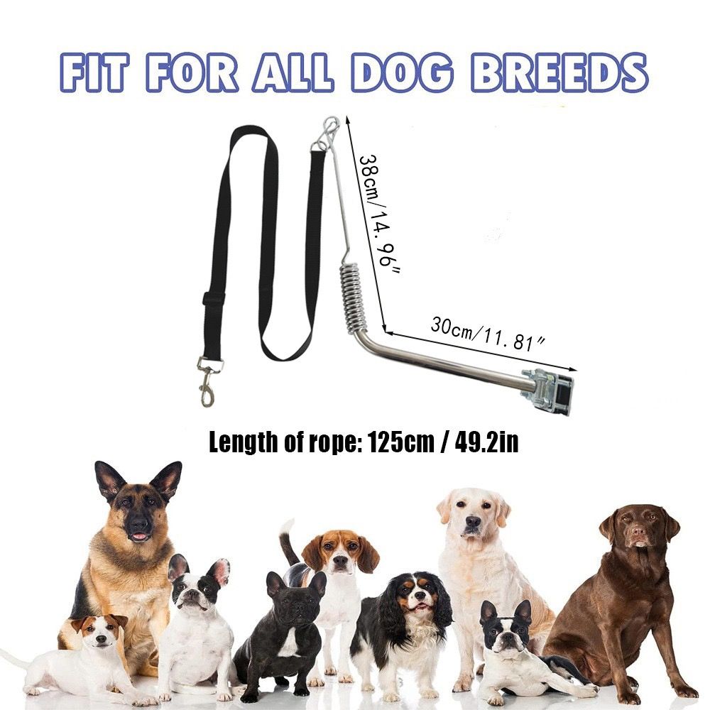 Bike Dog Leash with Shock-Absorbing Spring Bracket – Hands-Free Cycling Dog Walker for Outdoor Adventures, City Streets, and Suburban Trails, Secure Metal Mount and Durable Nylon Strap for Safe, Comfortable Joint Rides with Your Furry Companion (Silver)