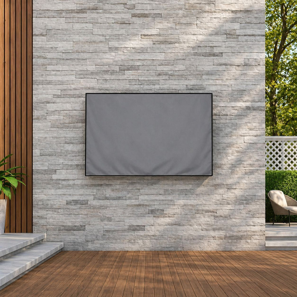 Weatherproof Outdoor TV Cover for Wall-Mounted Flat Screens – Waterproof, Dustproof, and UV-Resistant Protection for Patio, Balcony, and Garden Entertainment Areas (36"-38"(94×61×13cm), Grey)