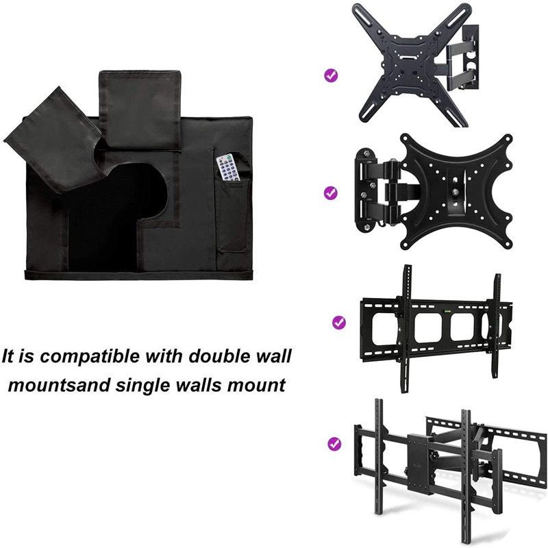 Weatherproof Outdoor TV Cover for Wall-Mounted Flat Screens – Waterproof, Dustproof, and UV-Resistant Protection for Patio, Balcony, and Garden Entertainment Areas (36"-38"(94×61×13cm), Grey)