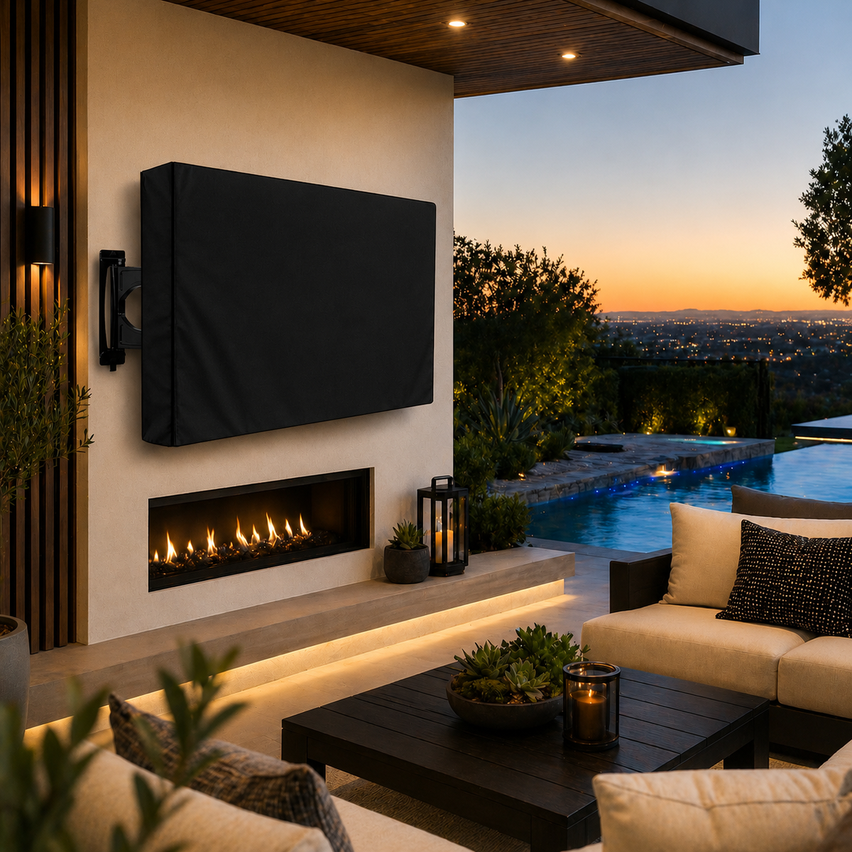 Weatherproof Outdoor TV Cover for Wall-Mounted Flat Screens – Waterproof, Dustproof, and UV-Resistant Protection for Patio, Balcony, and Garden Entertainment Areas (40"-42"(107×67×13cm), Grey)
