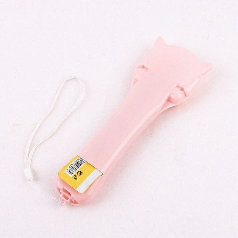 Cat Treat Paste Dispenser Spoon with Cat Paw Push Button – Portable Squeeze Feeder for Wet Food, Mess-Free Outdoor Use, Easy Clean Food-Grade PP, Cute Ear-Shaped Scoop Design (Pink)