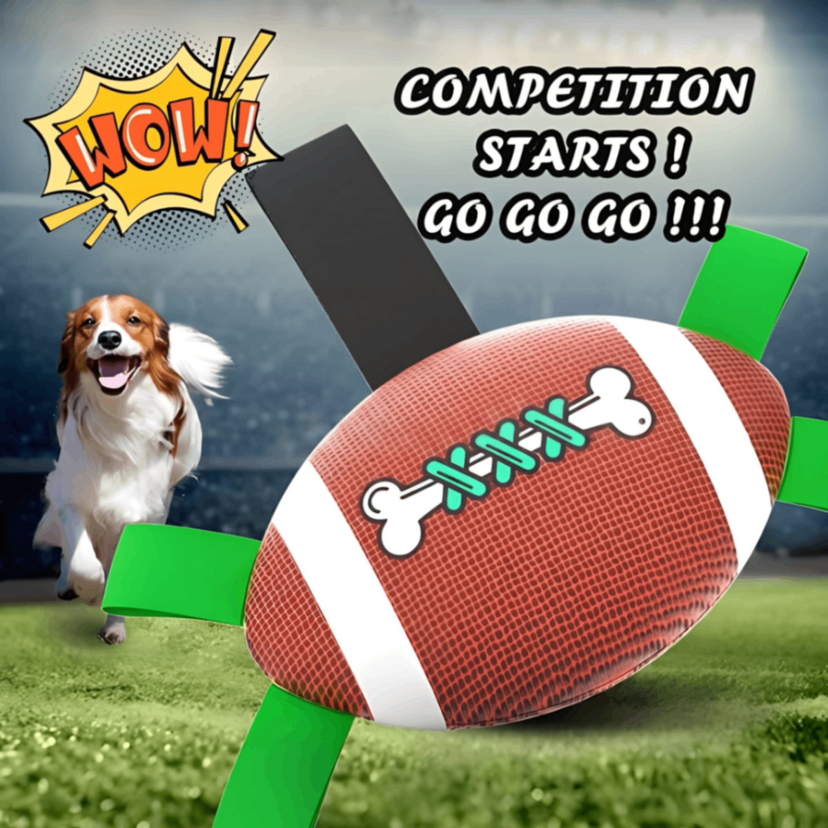 Interactive Dog Football Toy with Pull Tabs for Tug-of-War, Fetch, and Chew Play, Durable PU Leather and Nylon Straps for Indoor and Outdoor Fun (Deep Red)