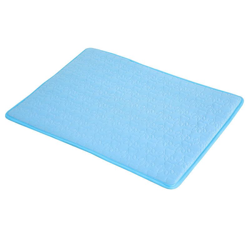 Cooling Pet Mat with Breathable Ice Silk Surface and Thick High-Elastic Foam for Dogs and Cats to Rest on Floors and Sofas During Hot Weather (Blue, M)