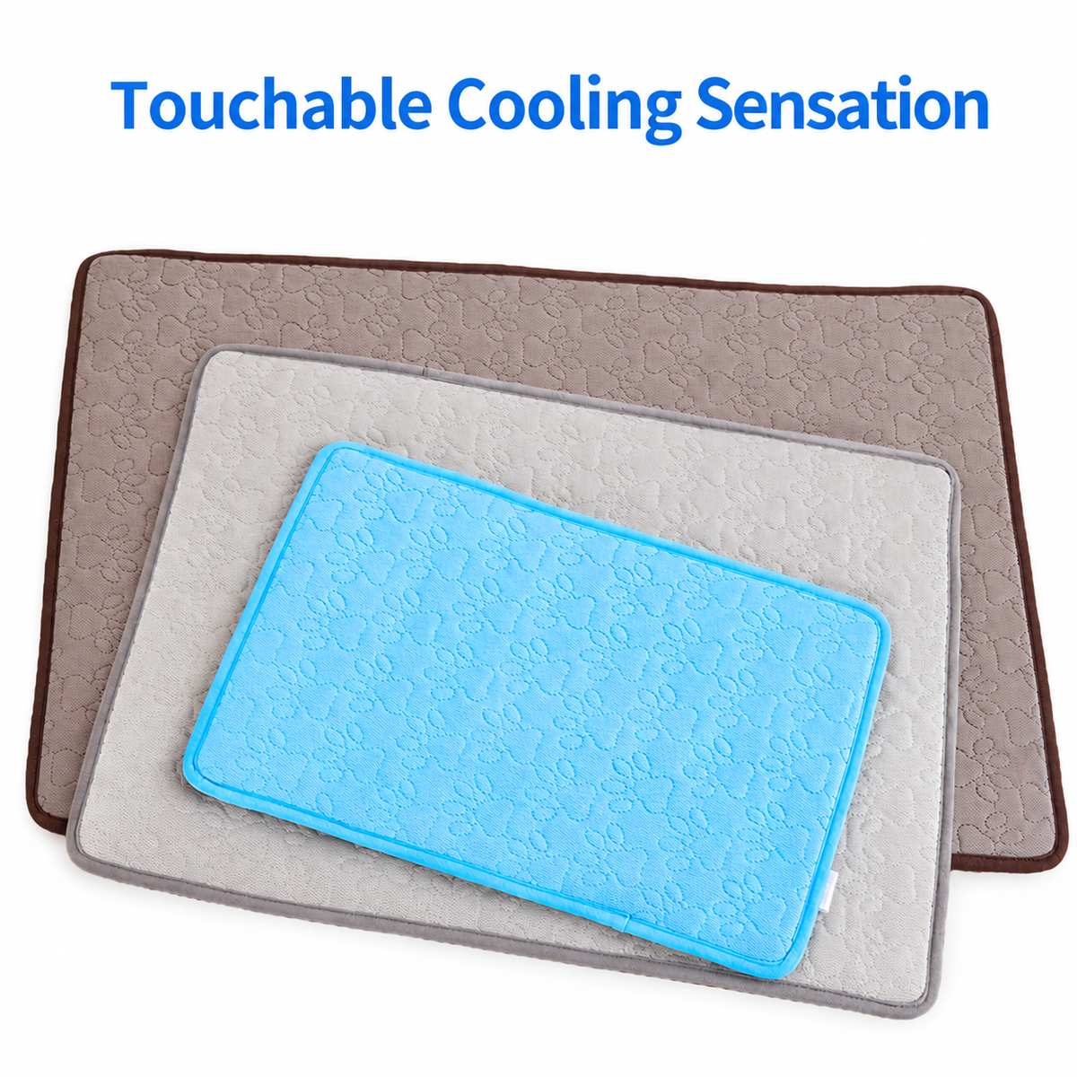 Cooling Pet Mat with Breathable Ice Silk Surface and Thick High-Elastic Foam for Dogs and Cats to Rest on Floors and Sofas During Hot Weather (Blue, S)