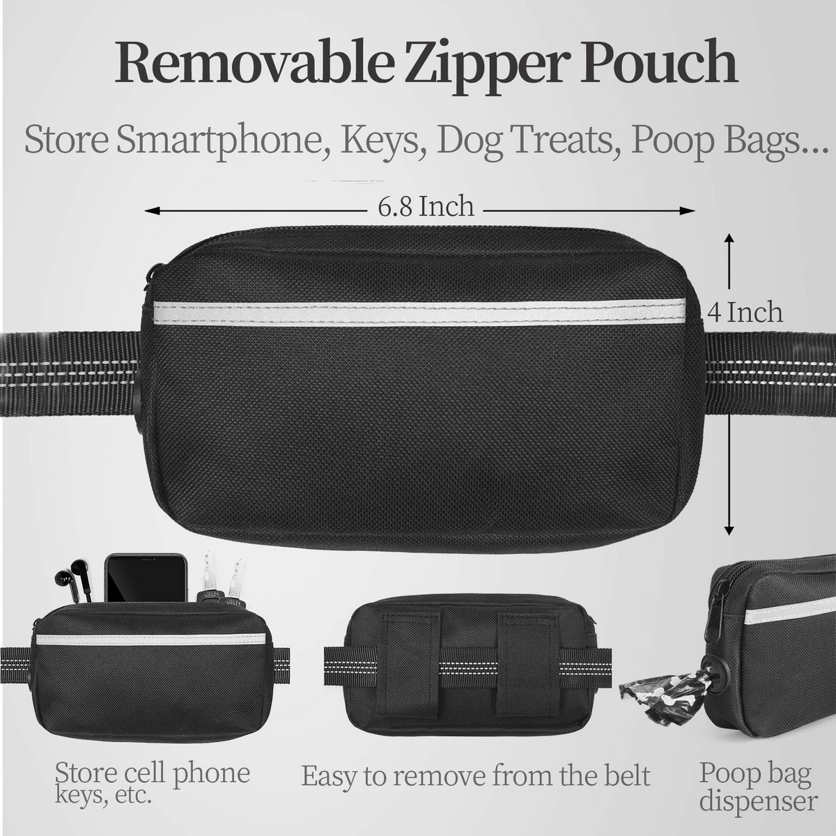 Hands-Free Dog Walking Belt with Bungee Leash and Reflective Waist Pouch Set for Running Jogging and Outdoor Adventures with Dogs (Orange)