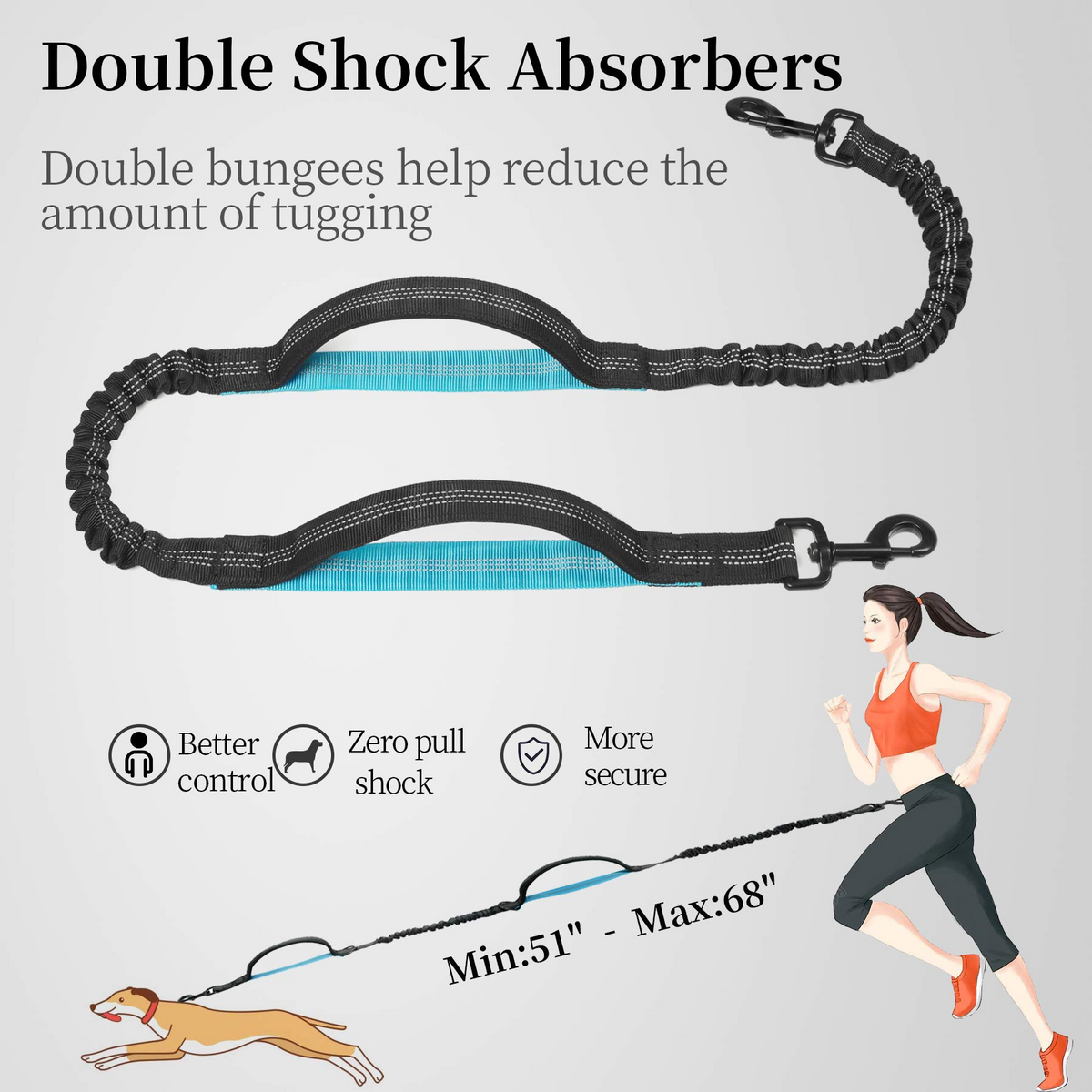 Hands-Free Dog Walking Belt with Bungee Leash and Reflective Waist Pouch Set for Running Jogging and Outdoor Adventures with Dogs (Orange)