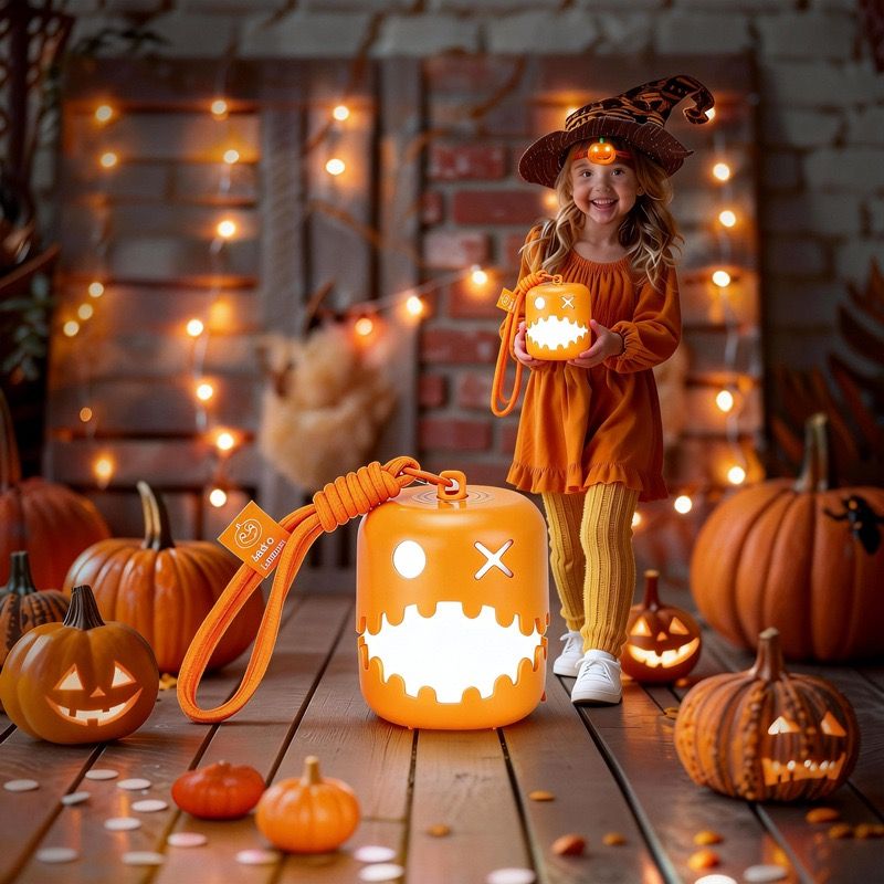 Dual-Expression Halloween Pumpkin Night Light with 7 Modes, Pull-String Control, and Rechargeable Battery – Spooky Festival Decor, Kids' Handheld Prop, and Cozy Bedside Lamp (1PCS)