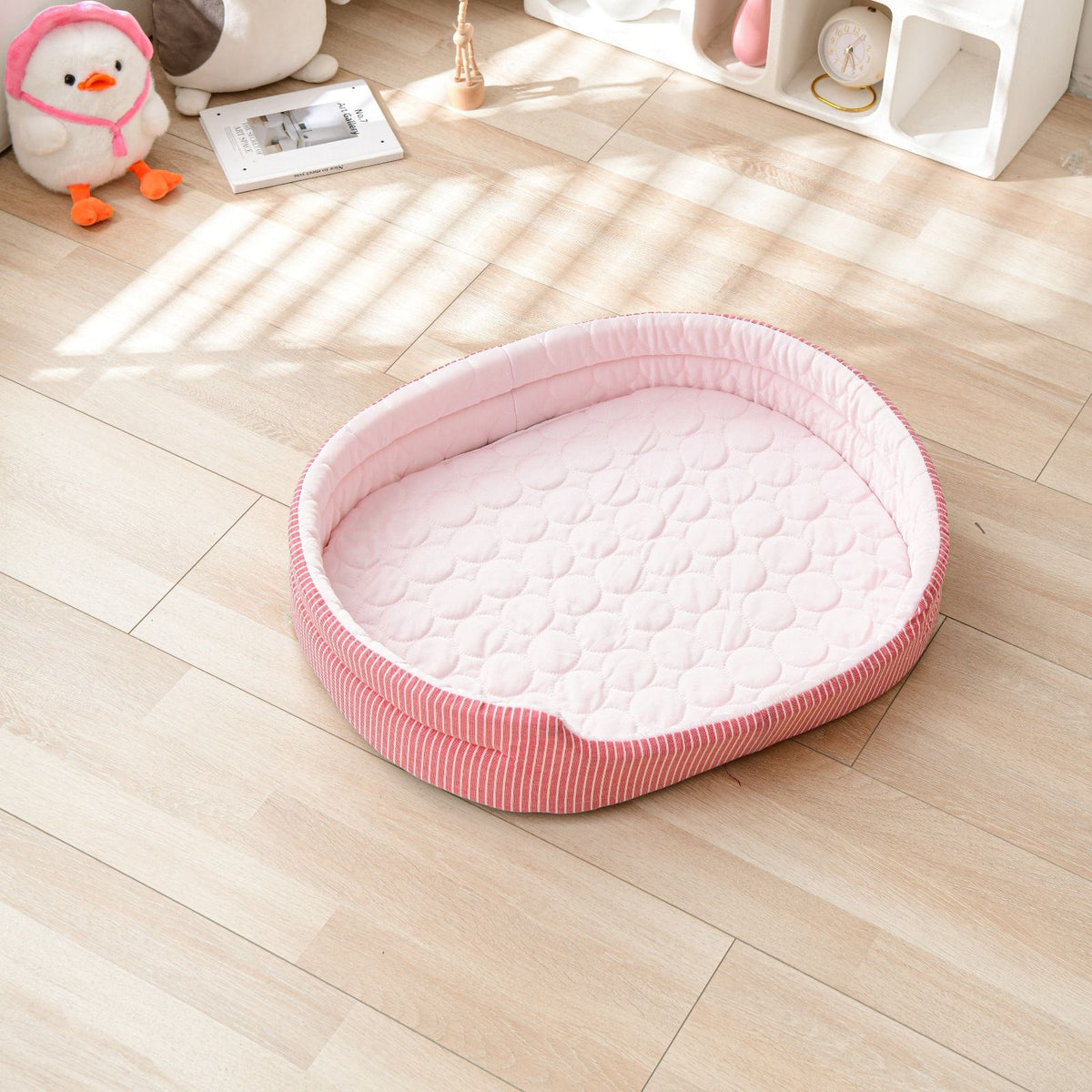 Cooling Ice Silk Pet Bed for Small Dogs and Cats, Breathable Summer Nest with Washable Cushion, Anti-Slip Bottom, Indoor Lounging and Resting (Blue, M(60*48cm))