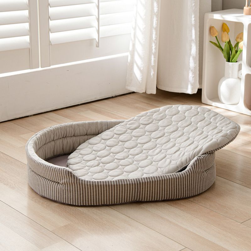 Cooling Ice Silk Pet Bed for Small Dogs and Cats, Breathable Summer Nest with Washable Cushion, Anti-Slip Bottom, Indoor Lounging and Resting (Blue, M(60*48cm))