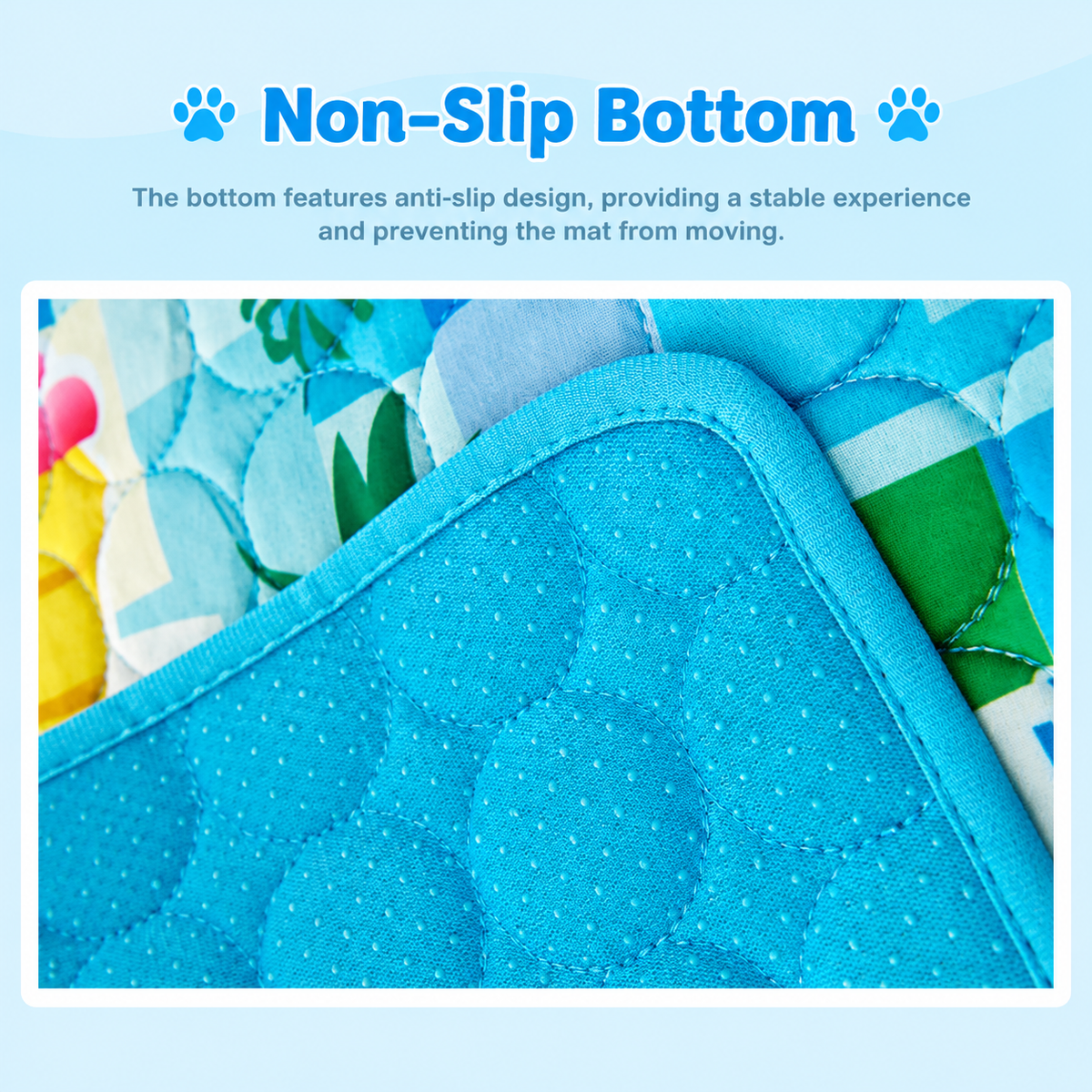 Cooling Pet Mat for Dogs and Cats, Breathable Ice Silk Summer Bed Pad with Non-Slip Base, Washable Comfortable Resting Cushion for Indoor Floors Sofas and Pet Crates (Blue Tropical Style, 2XL)