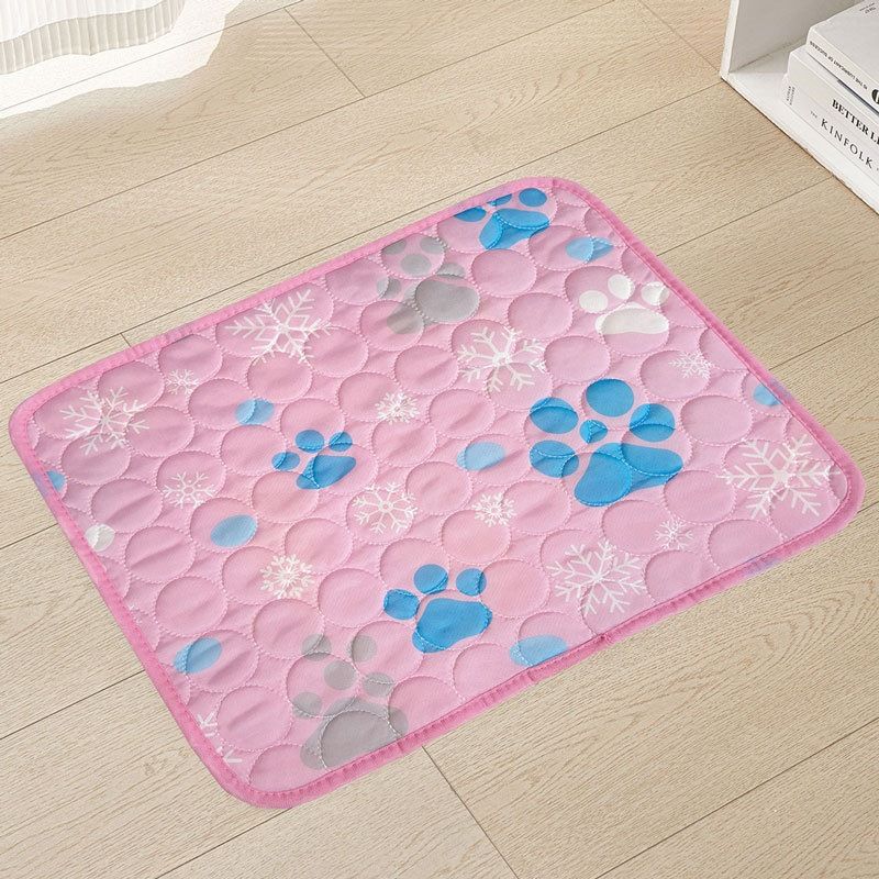 Cooling Pet Mat for Dogs and Cats, Breathable Ice Silk Summer Bed Pad with Non-Slip Base, Washable Comfortable Resting Cushion for Indoor Floors Sofas and Pet Crates (Blue Tropical Style, 2XL)