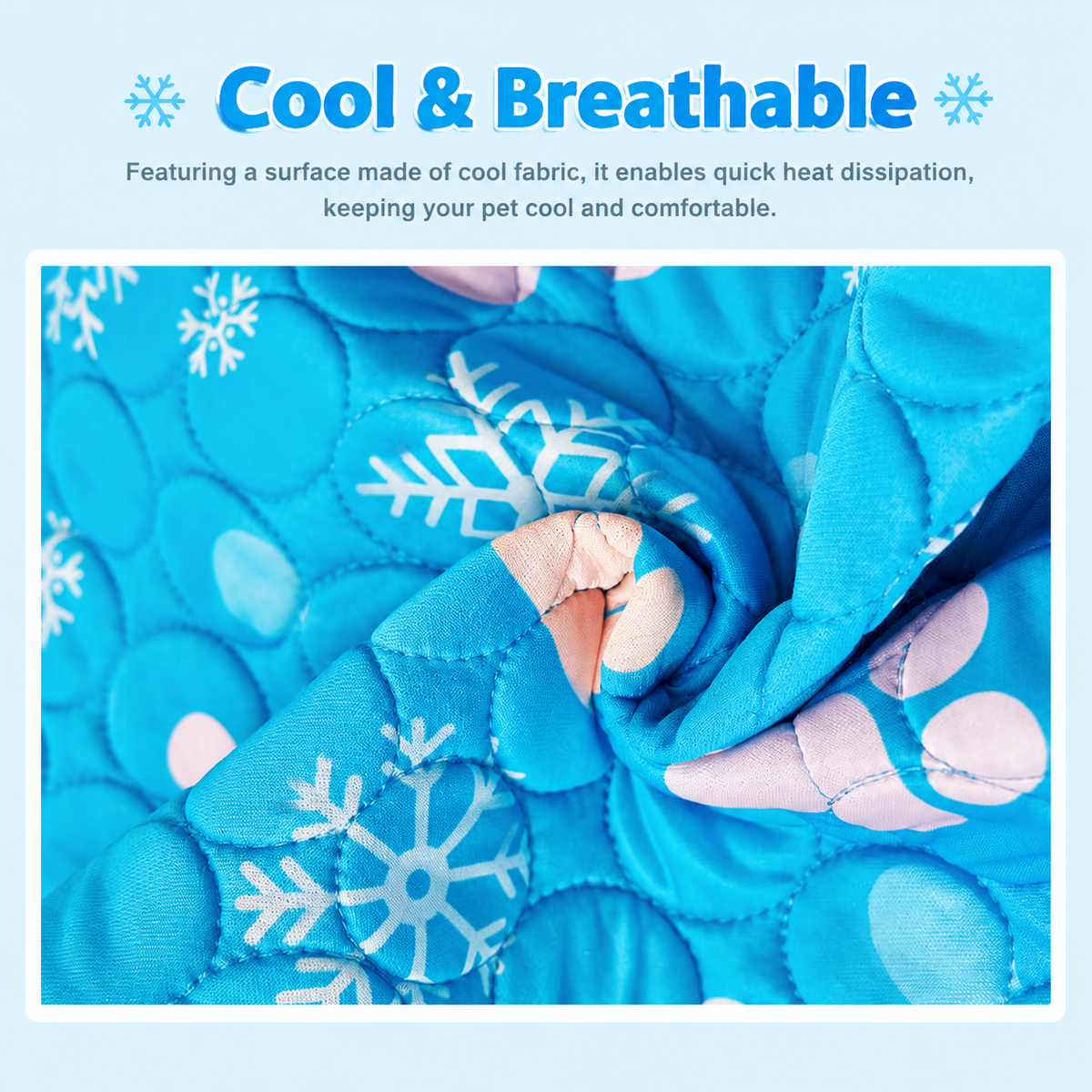 Cooling Pet Mat for Dogs and Cats, Breathable Ice Silk Summer Bed Pad with Non-Slip Base, Washable Comfortable Resting Cushion for Indoor Floors Sofas and Pet Crates (Pink Snowflake & Paw Print, XL)