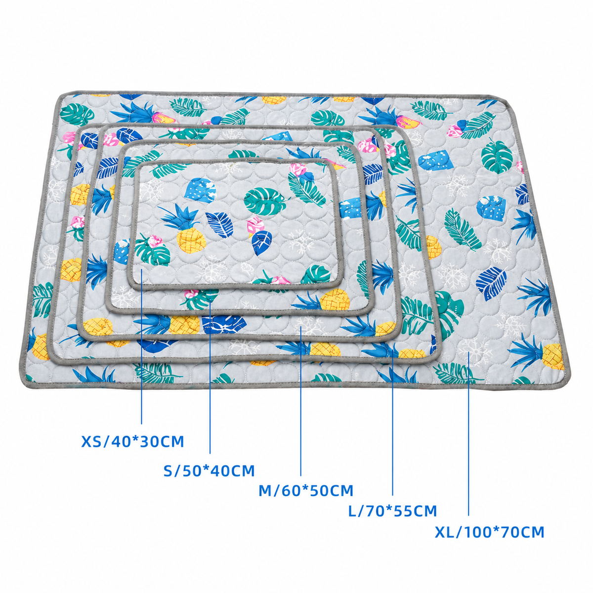 Cooling Pet Mat for Dogs and Cats, Breathable Ice Silk Summer Bed Pad with Non-Slip Base, Washable Comfortable Resting Cushion for Indoor Floors Sofas and Pet Crates (Pink Snowflake & Paw Print, M)