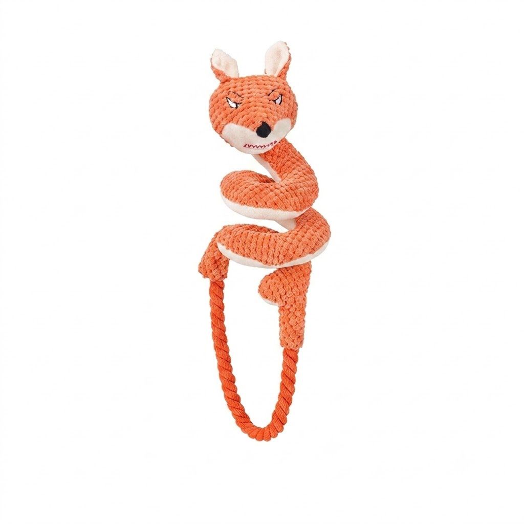 Spiral Plush Tug Toy for Large Dogs with Crinkle Sound and Durable Cotton Rope, Fox & Rabbit Designs – Perfect for Tug-of-War, Fetch, and Chewing Fun Indoors and Outdoors (Rabbit)