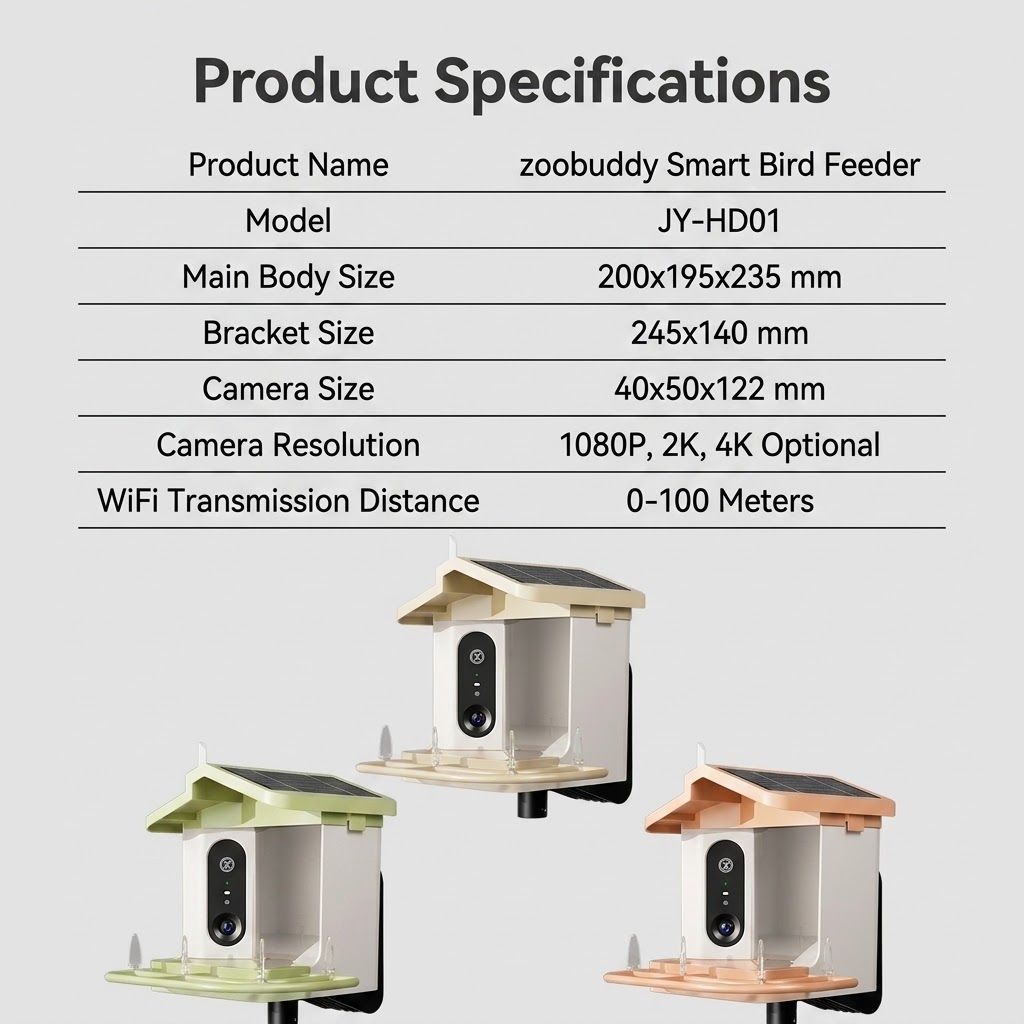 Smart Bird Feeder with 2K-4K Ultra HD AI Bird Recognition, Solar-Powered Outdoor Camera Feeder for Garden, Balcony, or Tree Mounting, Ideal for Bird Watching Enthusiasts and Backyard Wildlife Lovers (2.5K, Khaki)