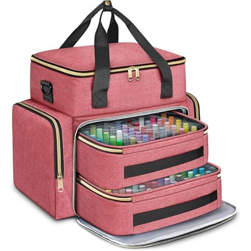Large Capacity Nail Polish Organizer Bag Double Layer Portable Storage Case with Sponge Dividers for Manicure Tools Cosmetics and Travel Use (Black)