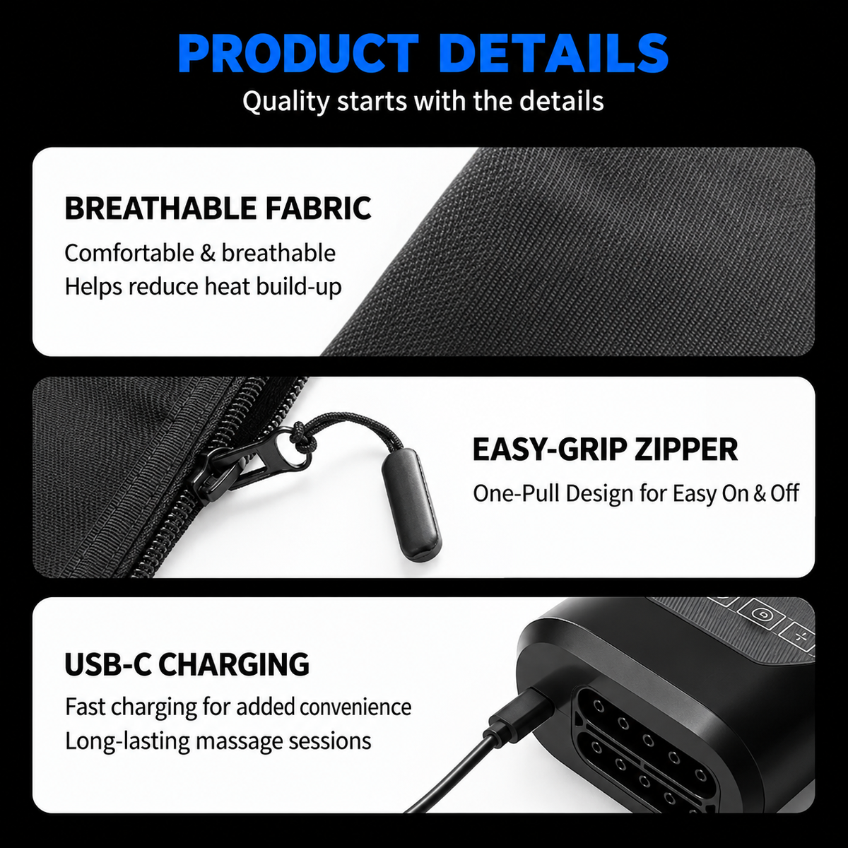 Air Compression Leg Massager Boots for Post-Workout Recovery and Daily Leg Relaxation, Full-Wrap Design with Breathable Fabric and Easy-Grip Zipper, Ideal for Gym and Home Use (A Pair)