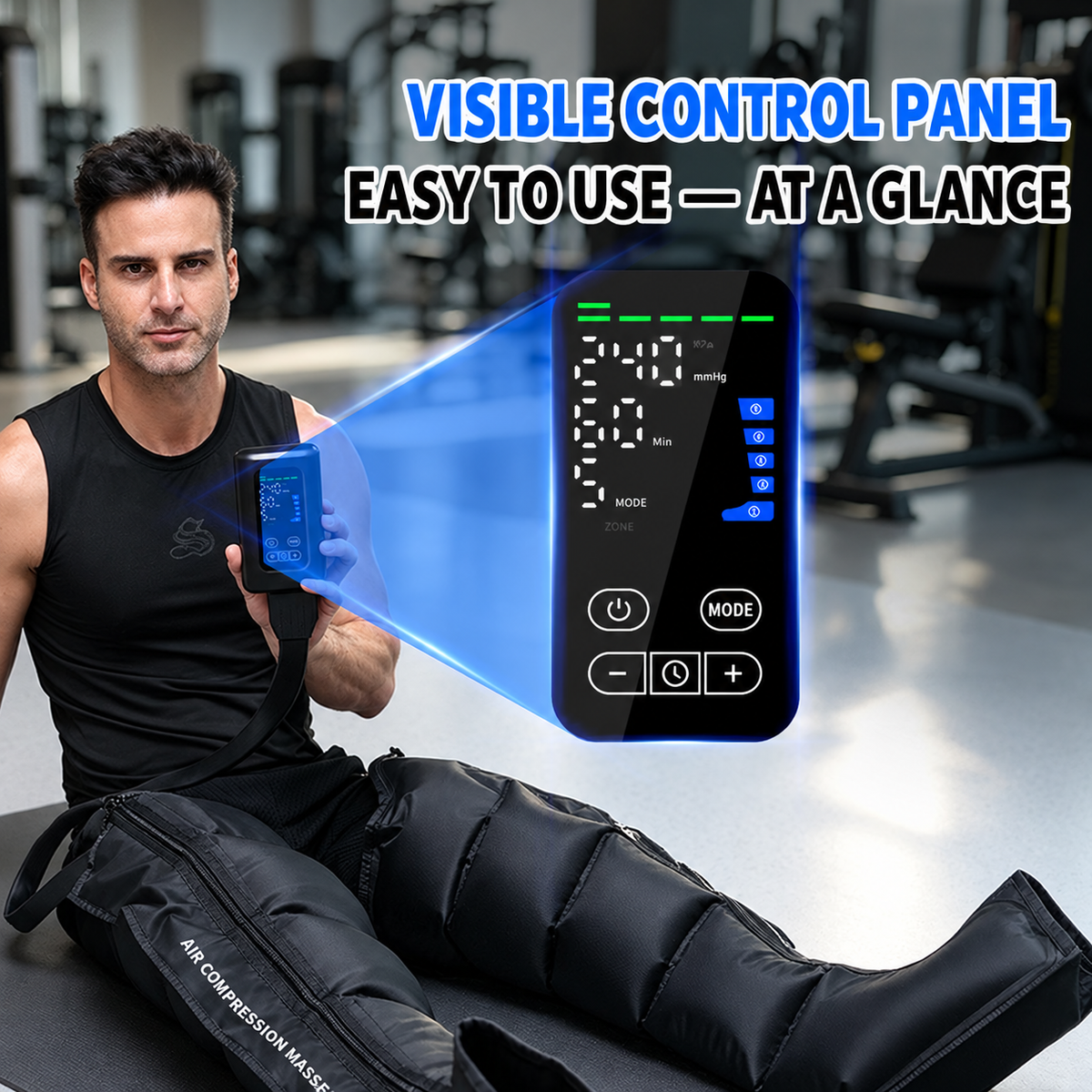 Air Compression Leg Massager Boots for Post-Workout Recovery and Daily Leg Relaxation, Full-Wrap Design with Breathable Fabric and Easy-Grip Zipper, Ideal for Gym and Home Use (A Pair)