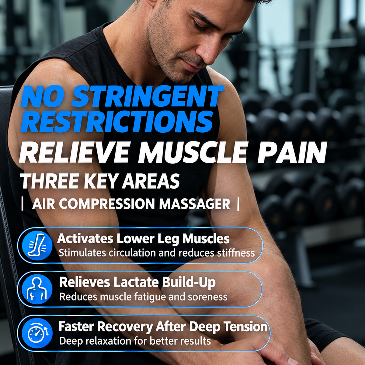 Air Compression Leg Massager Boots for Post-Workout Recovery and Daily Leg Relaxation, Full-Wrap Design with Breathable Fabric and Easy-Grip Zipper, Ideal for Gym and Home Use (Single)