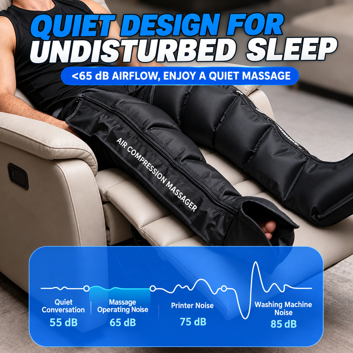 Air Compression Leg Massager Boots for Post-Workout Recovery and Daily Leg Relaxation, Full-Wrap Design with Breathable Fabric and Easy-Grip Zipper, Ideal for Gym and Home Use (Single)