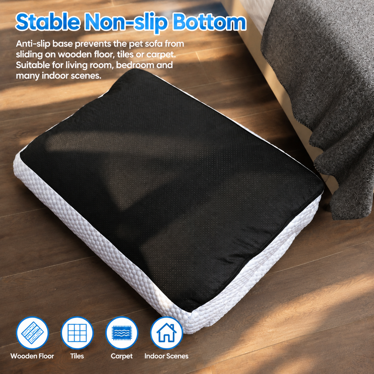 Cooling Pet Sofa Bed for Cats and Dogs, Breathable Ice Silk Bean Fabric with Supportive Edges, Removable Washable Cover, Non-Slip Bottom, Ideal for Summer Lounging in Living Rooms and Bedrooms (Light Blue, 2XL)