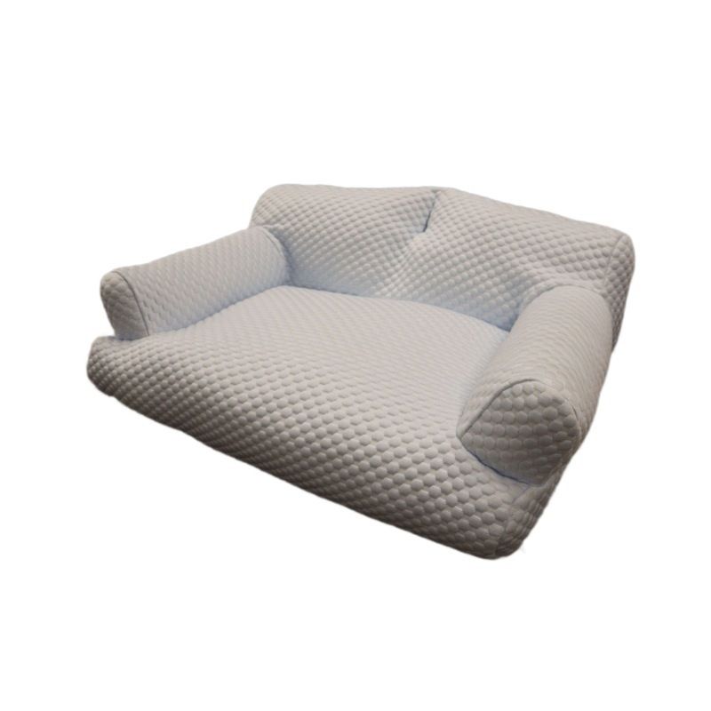 Cooling Pet Sofa Bed for Cats and Dogs, Breathable Ice Silk Bean Fabric with Supportive Edges, Removable Washable Cover, Non-Slip Bottom, Ideal for Summer Lounging in Living Rooms and Bedrooms (Light Blue, L)