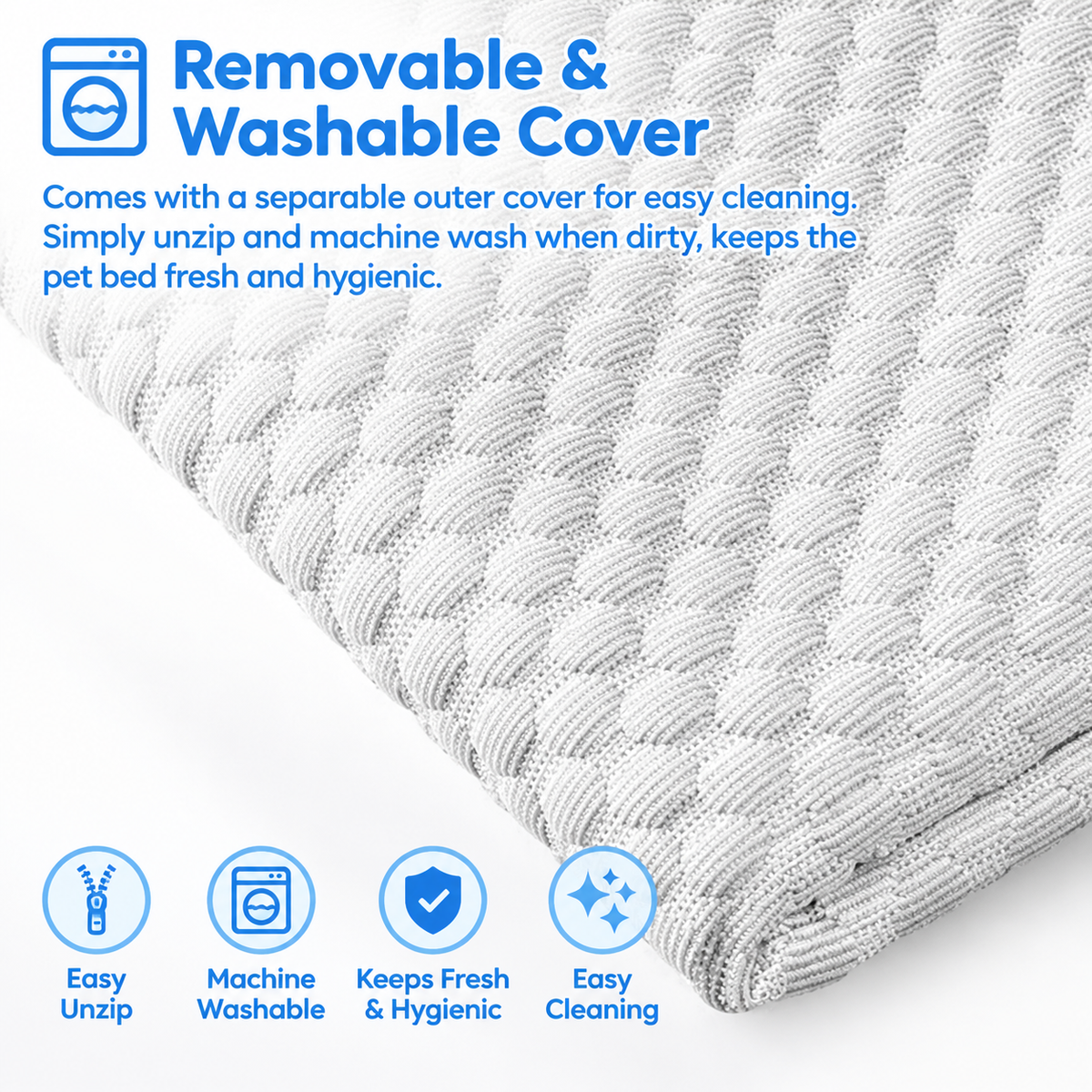 Cooling Pet Sofa Bed for Cats and Dogs, Breathable Ice Silk Bean Fabric with Supportive Edges, Removable Washable Cover, Non-Slip Bottom, Ideal for Summer Lounging in Living Rooms and Bedrooms (Light Blue, M)