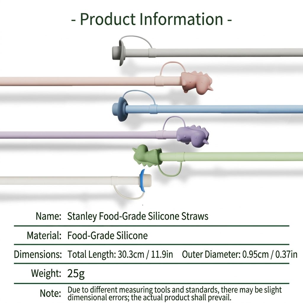 Colorful Food-Grade Silicone Straws Compatible with Stanley Tumbler, Reusable Bendable Drinking Straws with Cute Dust-Proof Cap, Ideal for Everyday Hydration with Lid Cups, Fun and Eco-Friendly Straw Set (Dinosaur style, Cream(6PCS))