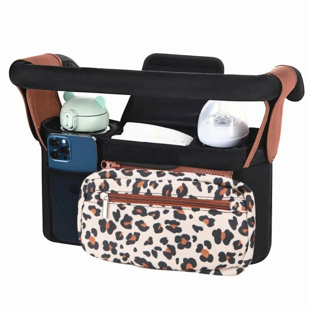 Multifunctional Stroller Organizer Bag – Universal Hanging Storage Pouch with Insulated Bottle Holder, Detachable Pouch, and Adjustable Straps, Doubles as a Crossbody Diaper Bag for On-the-Go Convenience (Blue)