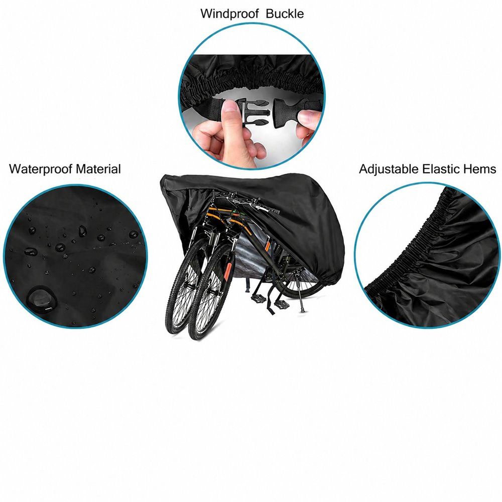 210D Oxford Fabric Bike Cover Waterproof Sunproof Dustproof Outdoor Bicycle Protector for Mountain Road Bikes All-Weather Protection with Orange Handle (190×65×98cm, Black)
