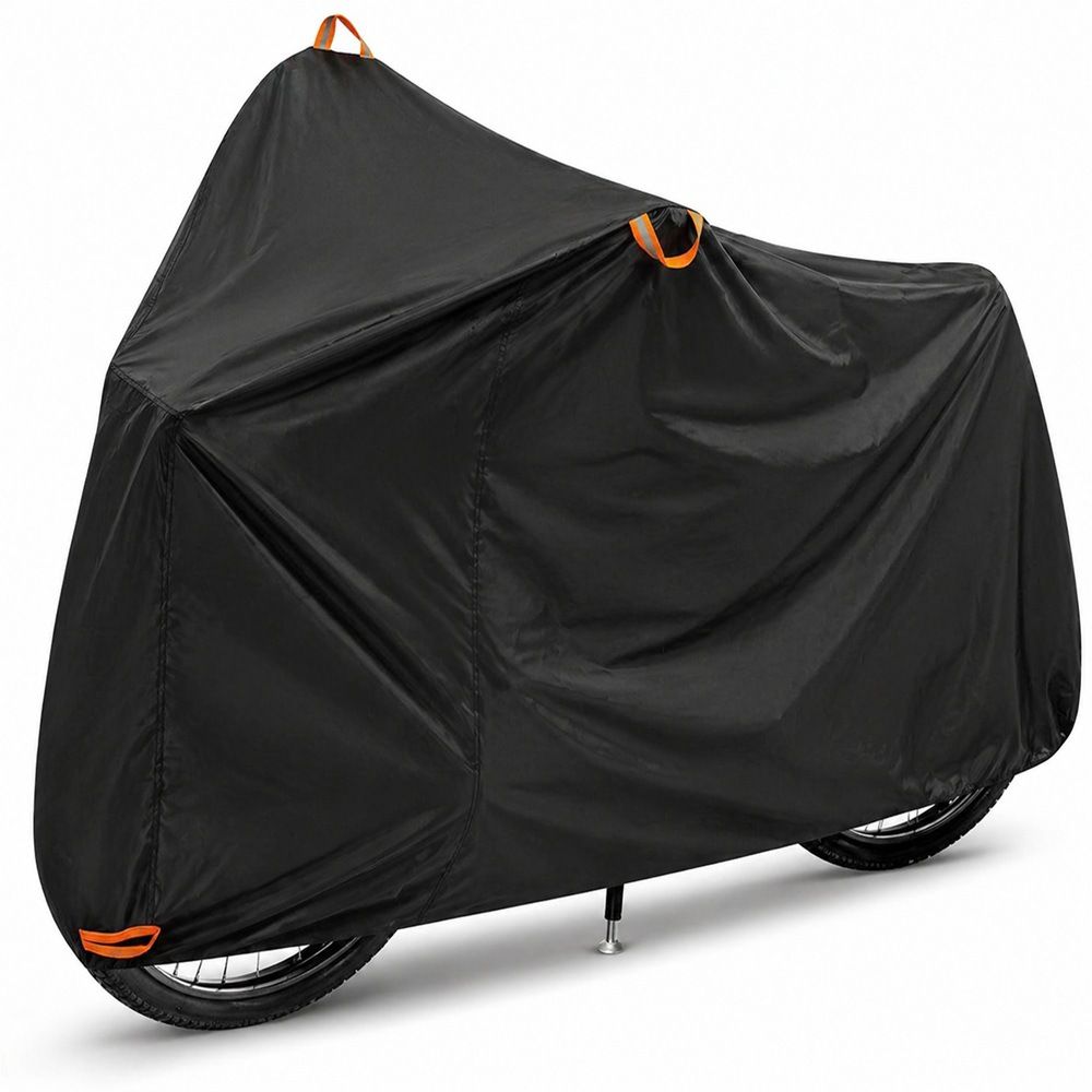 210D Oxford Fabric Bike Cover Waterproof Sunproof Dustproof Outdoor Bicycle Protector for Mountain Road Bikes All-Weather Protection with Orange Handle (190×65×98cm, Black)