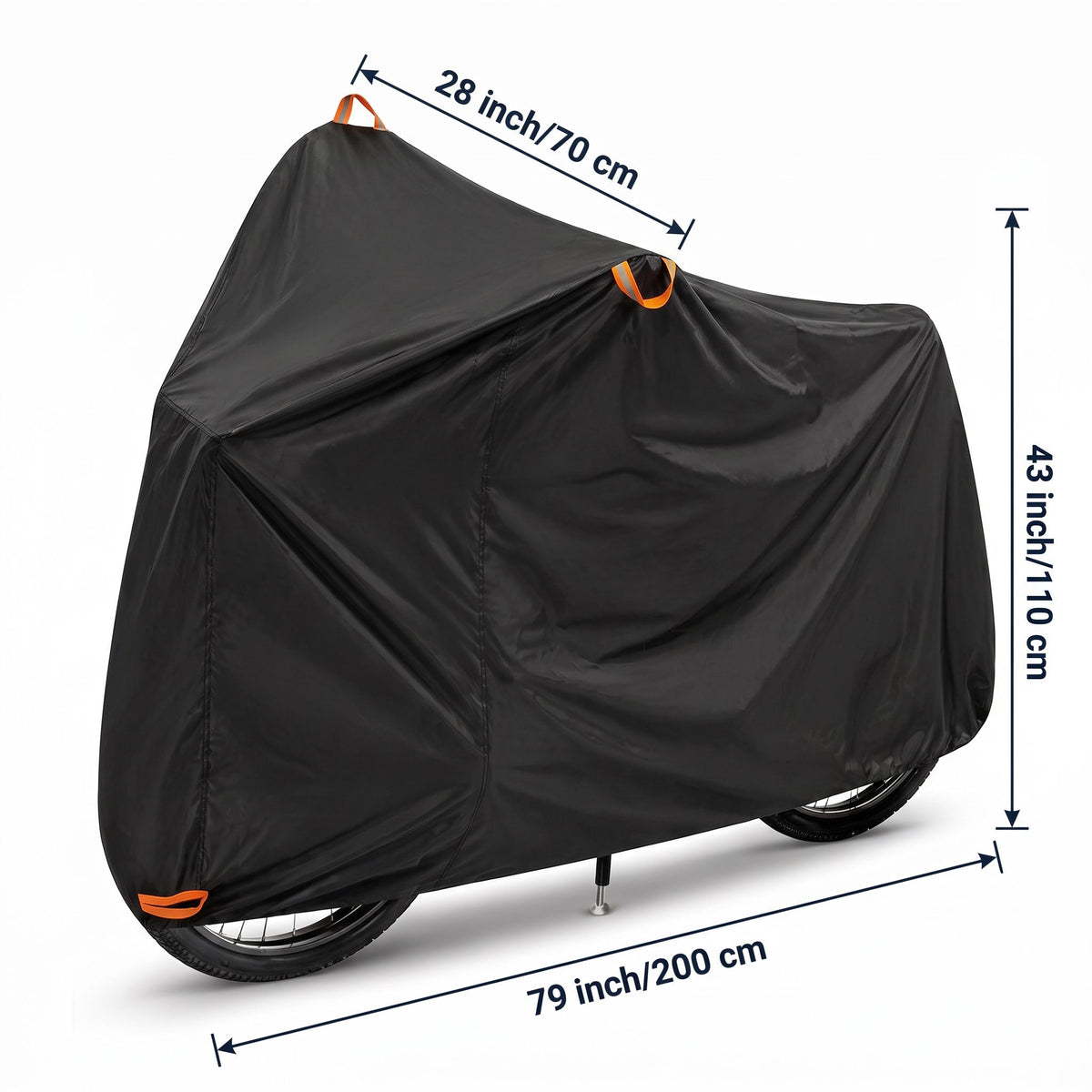 210D Oxford Fabric Bike Cover Waterproof Sunproof Dustproof Outdoor Bicycle Protector for Mountain Road Bikes All-Weather Protection with Orange Handle (Triple Bikes (200×105×110cm), Black)