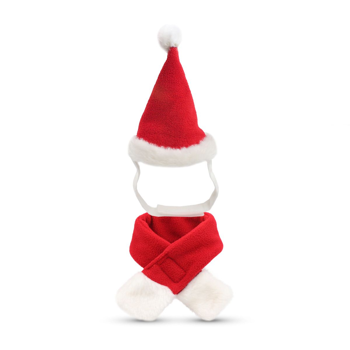 Christmas Pet Costume Set with Reindeer Antler Headband Santa Hat Scarf and Cape for Small Cats and Dogs Holiday Photo Outfit (Santa Hat + Scarf)
