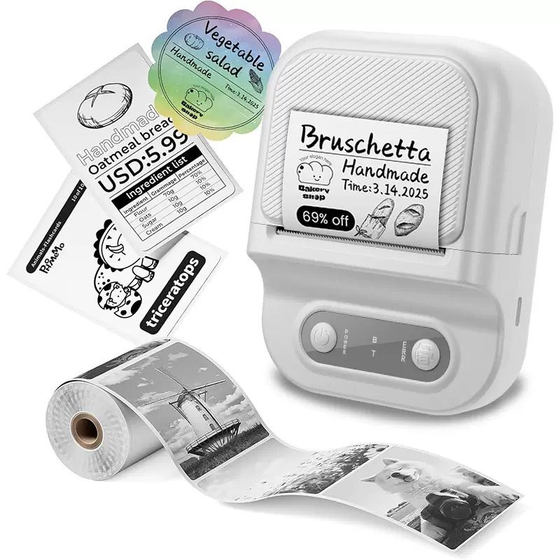 Portable Inkless Thermal Label Printer with Bluetooth Connectivity, Compatible with 12-58mm Paper Widths for Home Organization, Office Filing, Retail Pricing, and Creative Labeling Projects (Black)