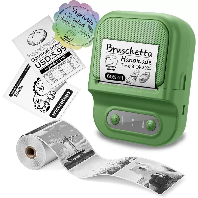 Portable Inkless Thermal Label Printer with Bluetooth Connectivity, Compatible with 12-58mm Paper Widths for Home Organization, Office Filing, Retail Pricing, and Creative Labeling Projects (White)