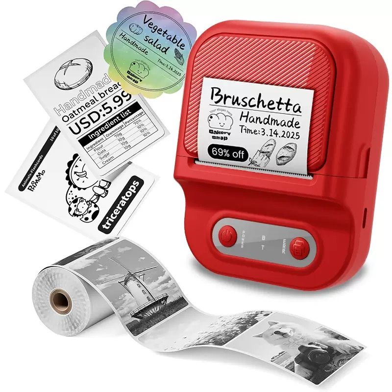 Portable Inkless Thermal Label Printer with Bluetooth Connectivity, Compatible with 12-58mm Paper Widths for Home Organization, Office Filing, Retail Pricing, and Creative Labeling Projects (White)