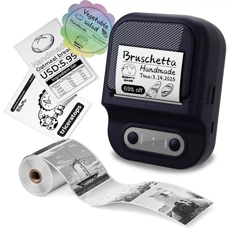 Portable Inkless Thermal Label Printer with Bluetooth Connectivity, Compatible with 12-58mm Paper Widths for Home Organization, Office Filing, Retail Pricing, and Creative Labeling Projects (White)