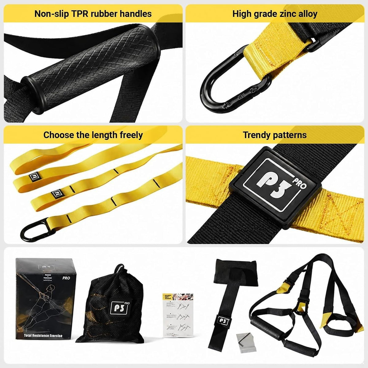 Suspension Trainer Resistance Training Kit Adjustable Straps with Door Anchor for Home Gym Full Body Workout