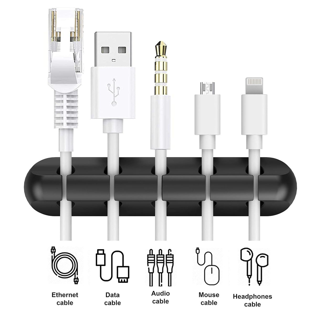 3 Pack Black Silicone Cable Management Clips Self-Adhesive Cord Holders Organizer for USB Charging Cables Desk Home Office