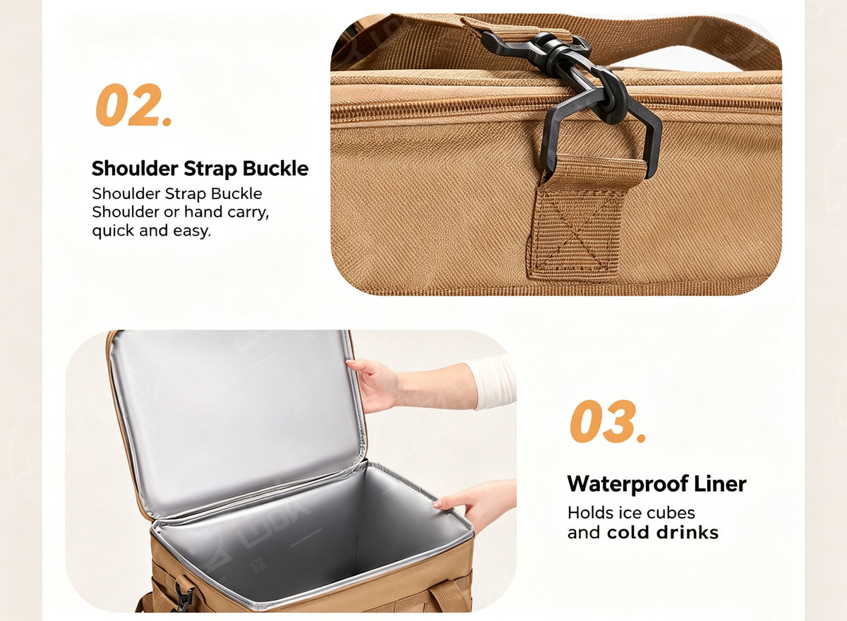 Outdoor large capacity waterproof camping insulation picnic bag 36L,black