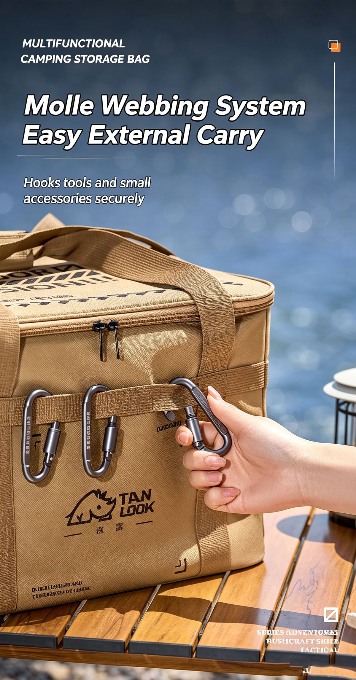 Outdoor large capacity waterproof camping insulation picnic bag 36L,khaki
