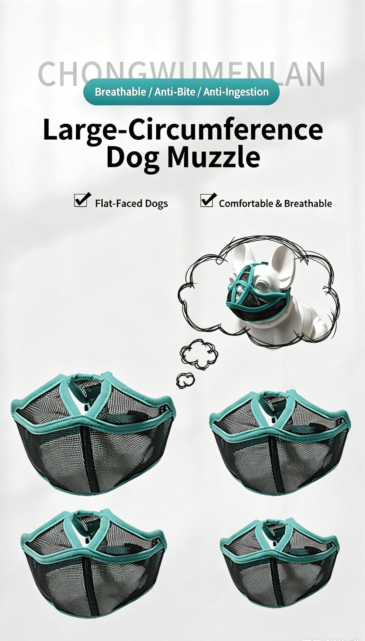 Anti bite and anti ingestion mouth cover suitable for bulldogs，M