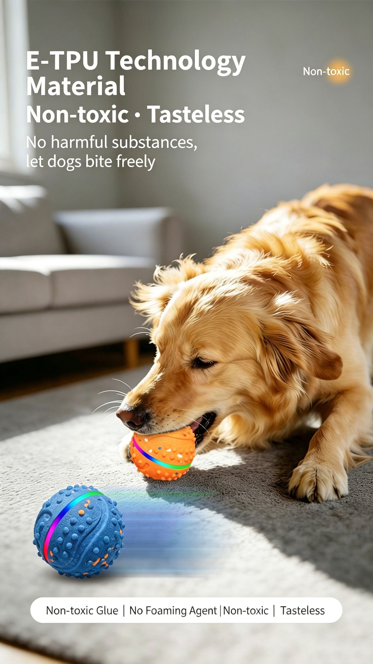 Pet Chewable Interactive Smart Bounce Ball,blue