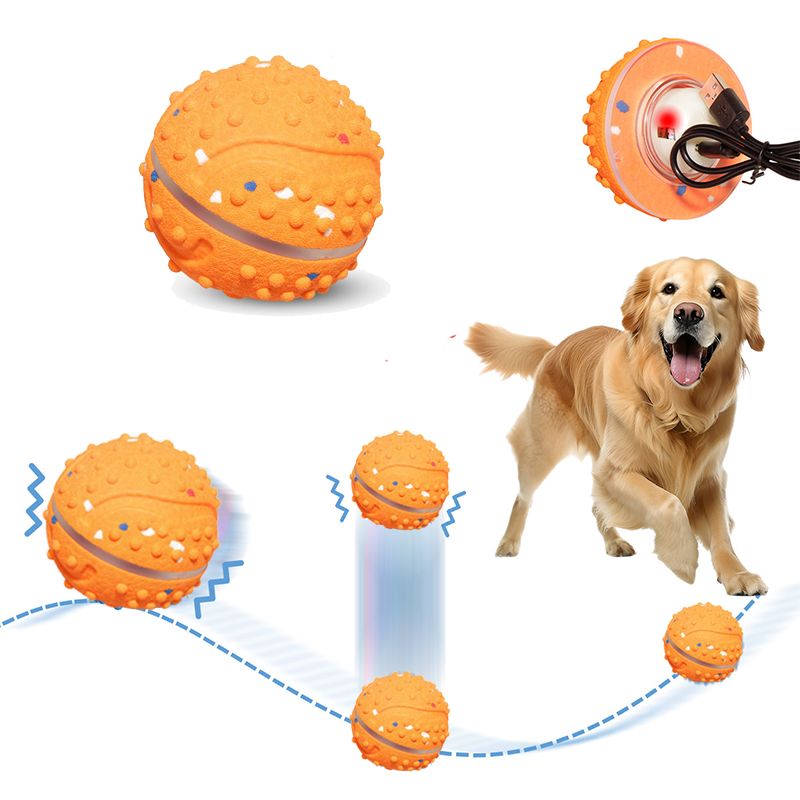Pet Chewable Interactive Smart Bounce Ball,orange
