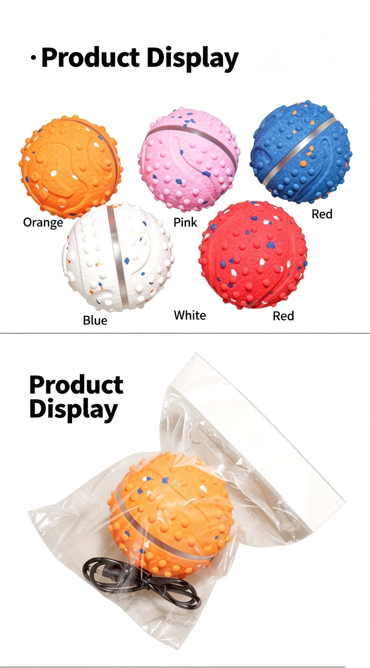 Pet Chewable Interactive Smart Bounce Ball,orange
