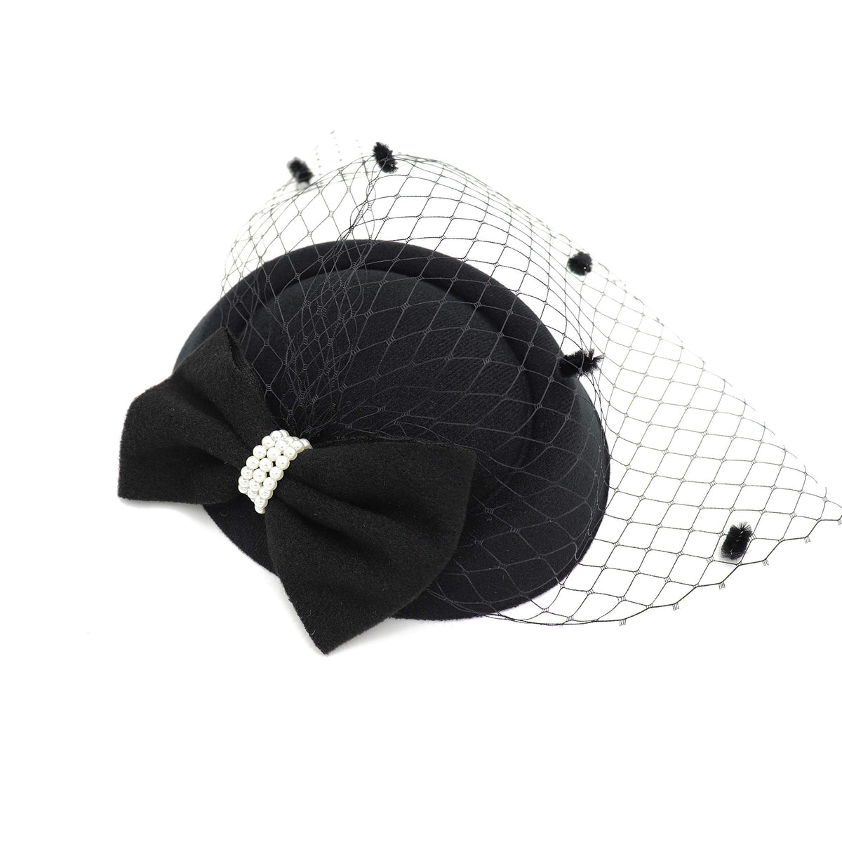 Womens Dress Fascinator Hat Party Wedding Bow Veil, for Women Wedding Tea Party Hat Headband Hair Clip with Veil