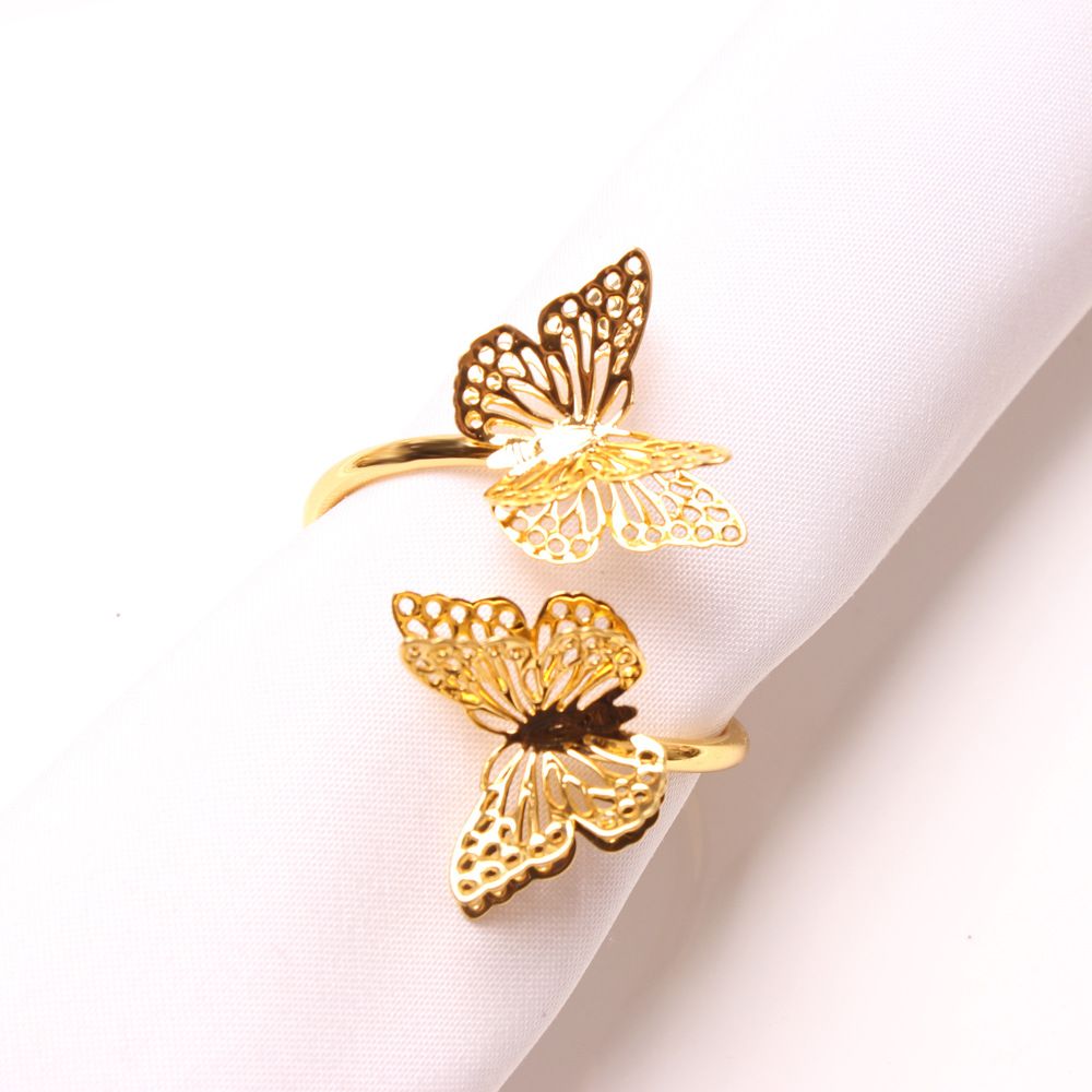 Napkin Rings Set of 8 Butterfly Metal Serviette Holder Buckles Napkin Rings for Dinner, Holiday Parties, Wedding, Dinner Party, Valentine's Day Table Decorations Gold
