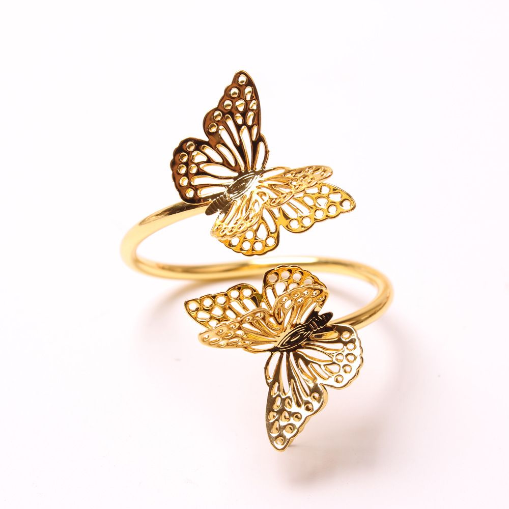 Napkin Rings Set of 8 Butterfly Metal Serviette Holder Buckles Napkin Rings for Dinner, Holiday Parties, Wedding, Dinner Party, Valentine's Day Table Decorations Gold
